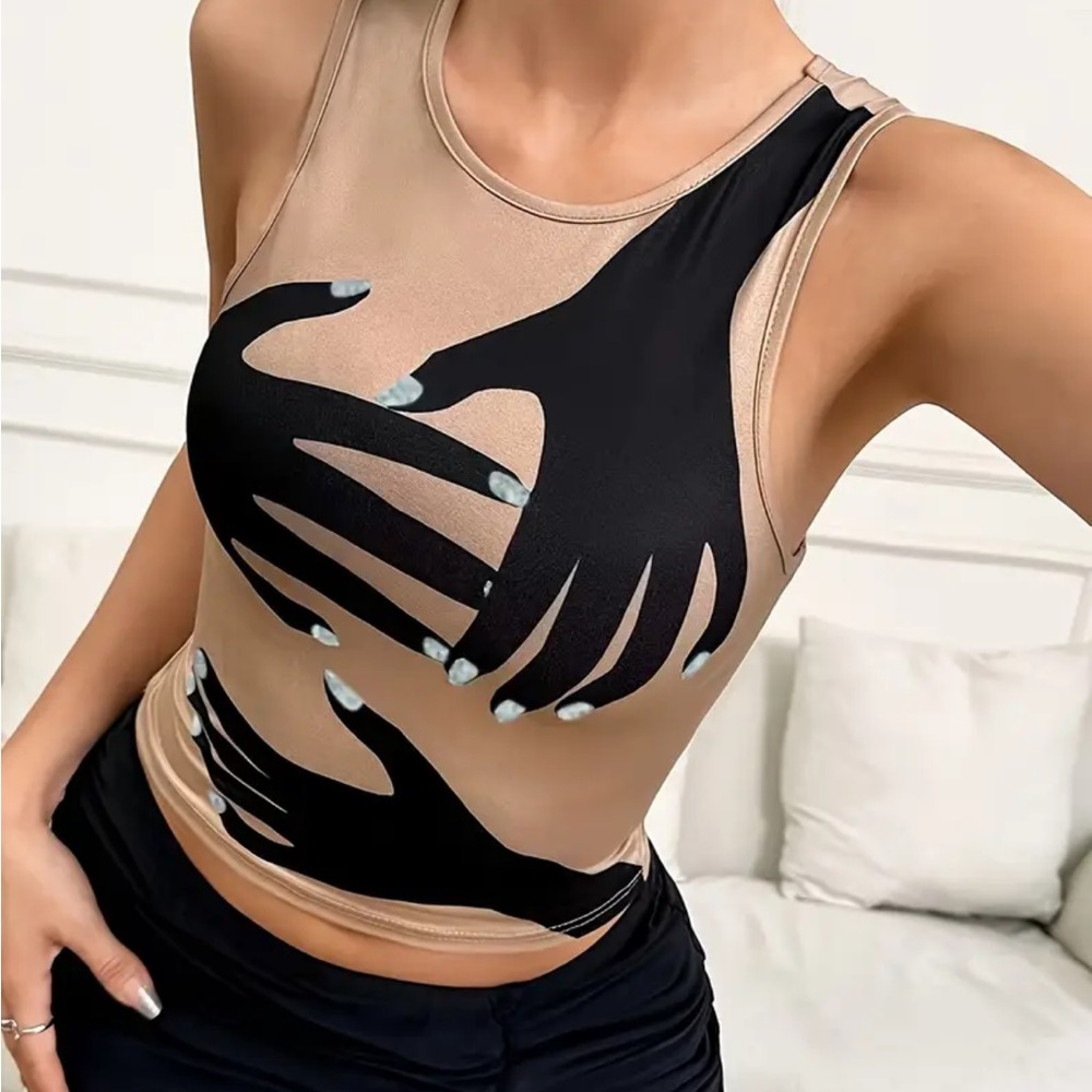 Stylish Black and Tan Women's Top